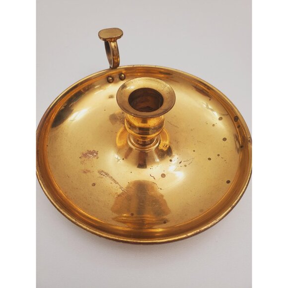 Vintage Brass Candle Holder - Brass Candlestick Holder - Brass Chamberstick - - Picture 9 of 10